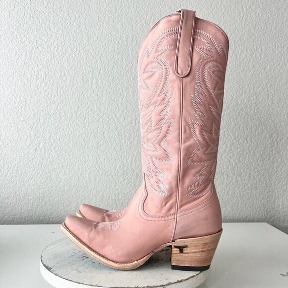 Lane SMOKESHOW Womens Cowboy Boots 10 Pink Leather Western Cowgirl Mid Calf - Picture 5 of 14
